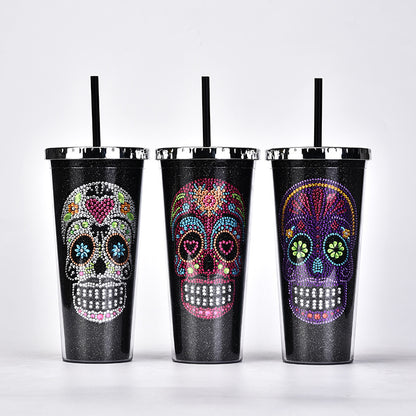 Double Diamond Creative Skull Water Cup – Bold Gothic Drinkware