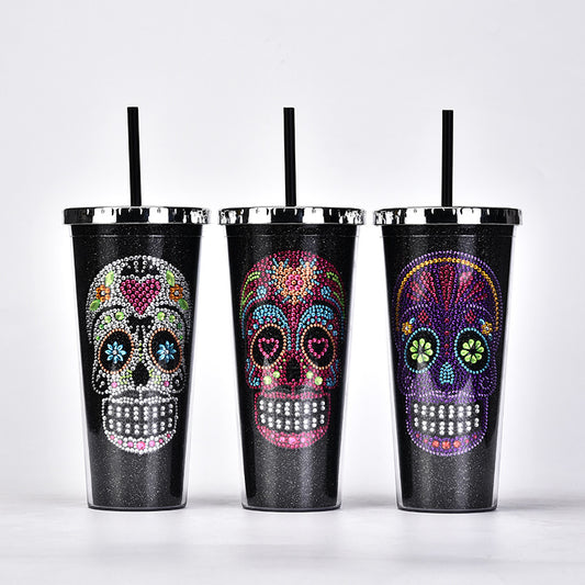 Double Diamond Creative Skull Water Cup – Bold Gothic Drinkware
