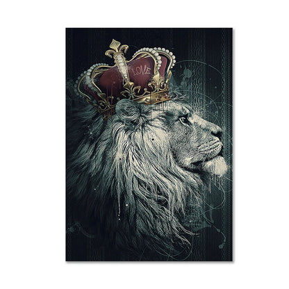 Black Lion King and Lioness Queen Wall Art