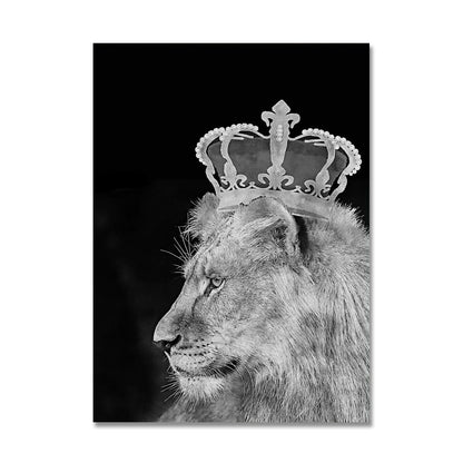 Black Lion King and Lioness Queen Wall Art