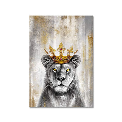 Black Lion King and Lioness Queen Wall Art