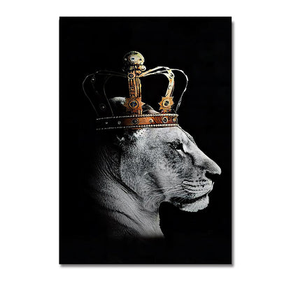 Black Lion King and Lioness Queen Wall Art