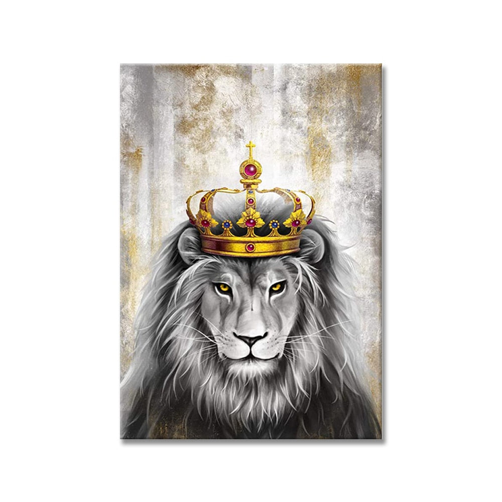 black lion king and lioness queen wall art