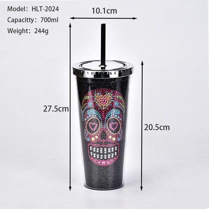 Double Diamond Creative Skull Water Cup – Bold Gothic Drinkware
