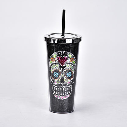Double Diamond Creative Skull Water Cup – Bold Gothic Drinkware