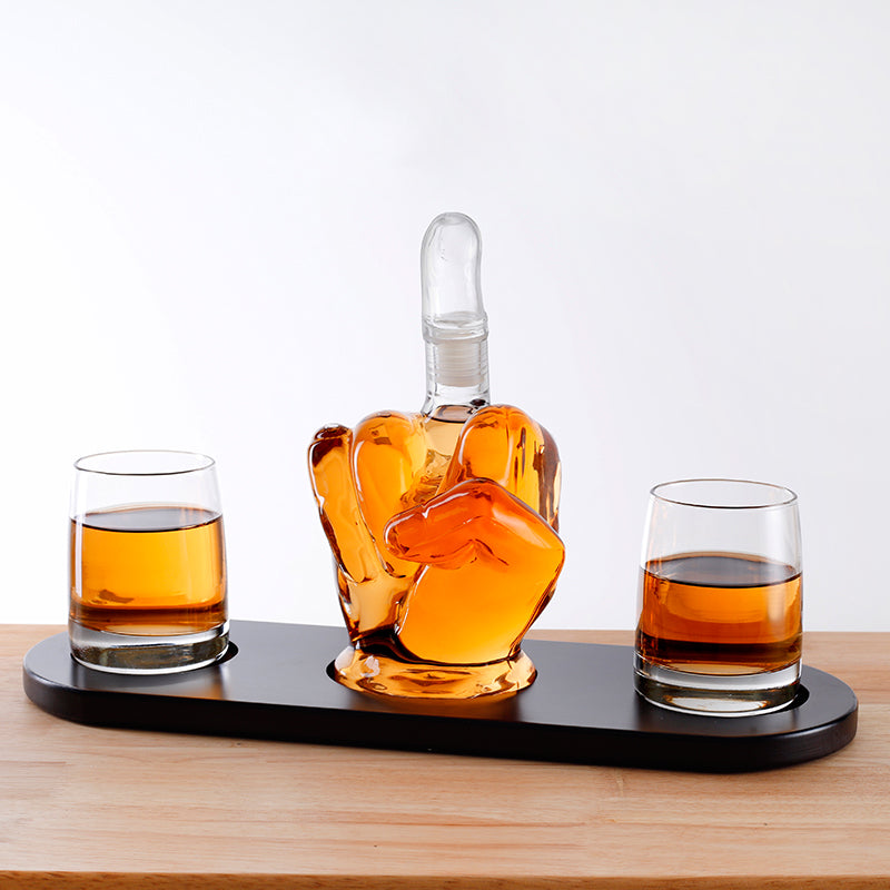 middle finger whisky wine set – bold novelty bar set