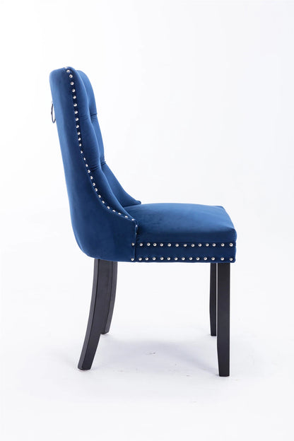 Nikki Collection Tufted Velvet Dining Chairs – Set of 2 (Blue)