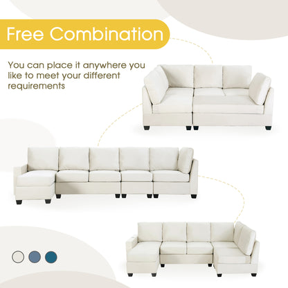 Modern L shape Sectional Sofa With USB Charging Port, Cream