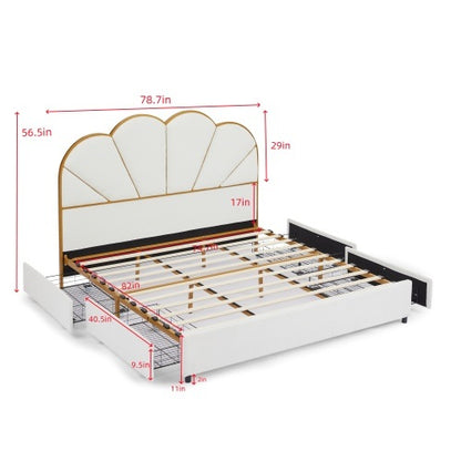 Upholstered Smart King Platform Bed with 4-Drawers