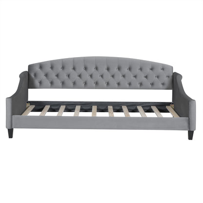 Modern Luxury Upholstered Tufted Button Bed, Grey