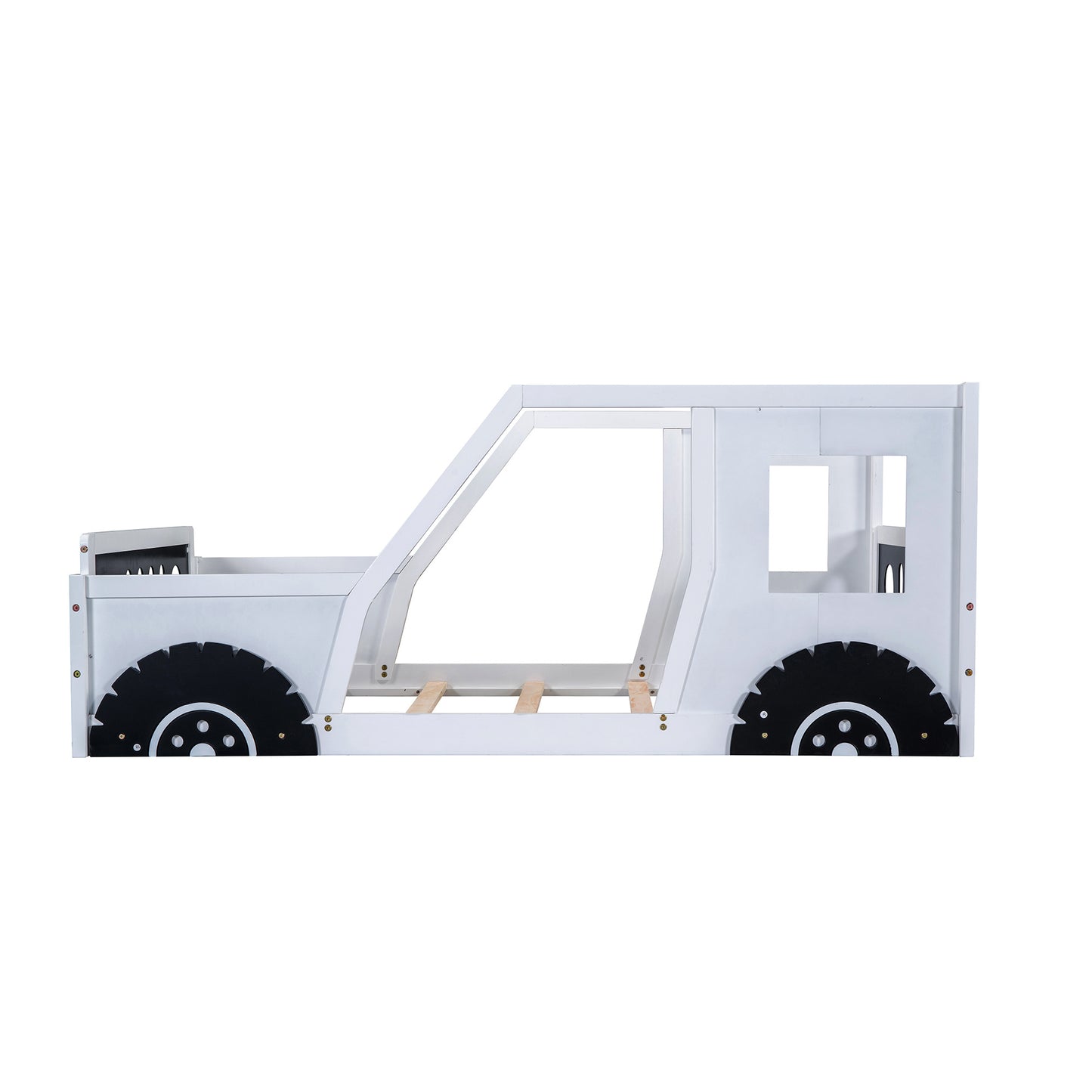 twin size classic car-shaped platform bed with wheels