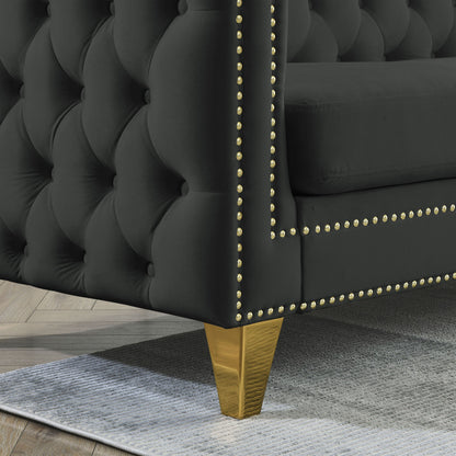 3-seater + 2-seater Combination Sofa, Black Velvet