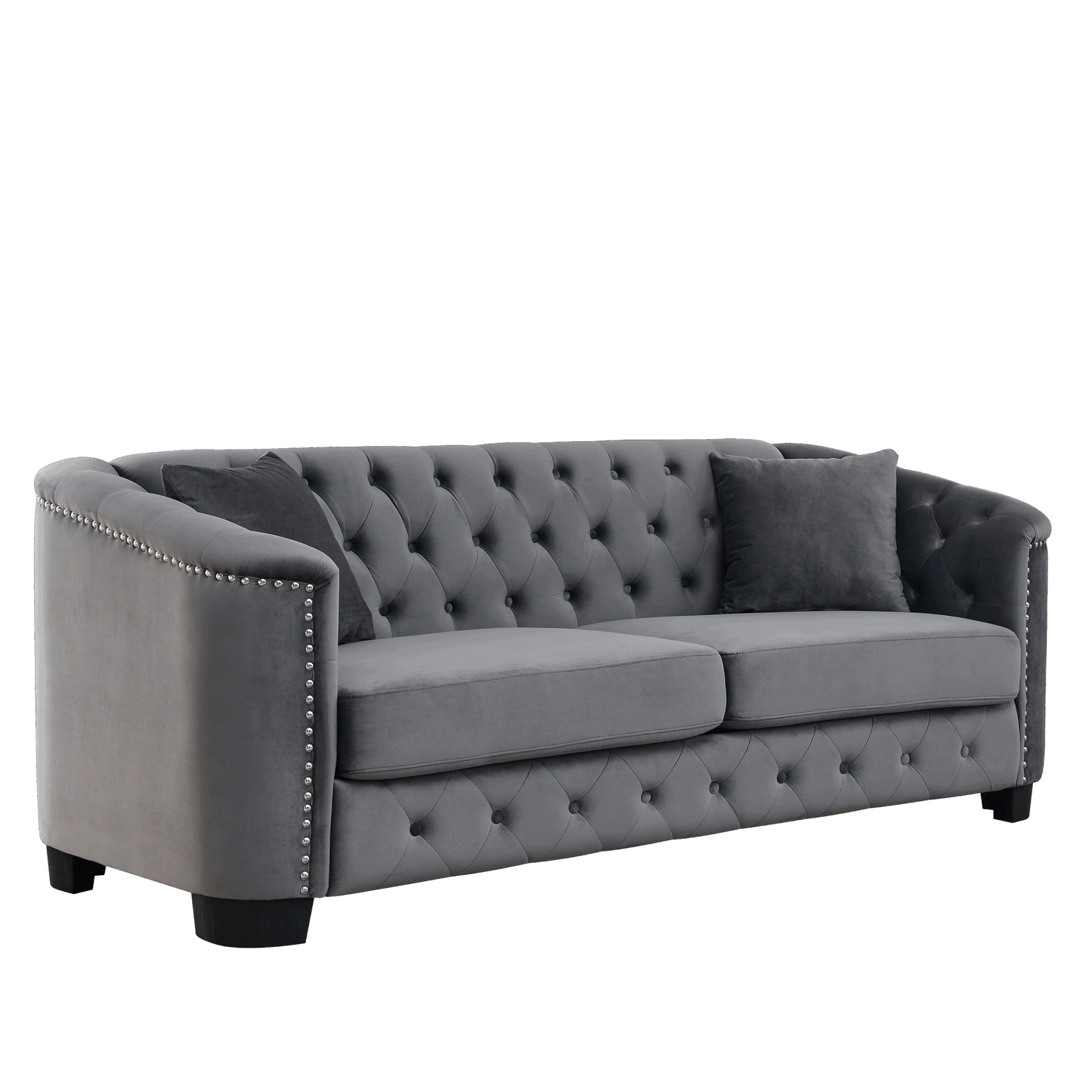 3-seater + 3-seater combination sofa, velvet grey
