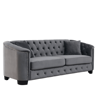 3-seater + 3-seater Combination Sofa, Velvet Grey