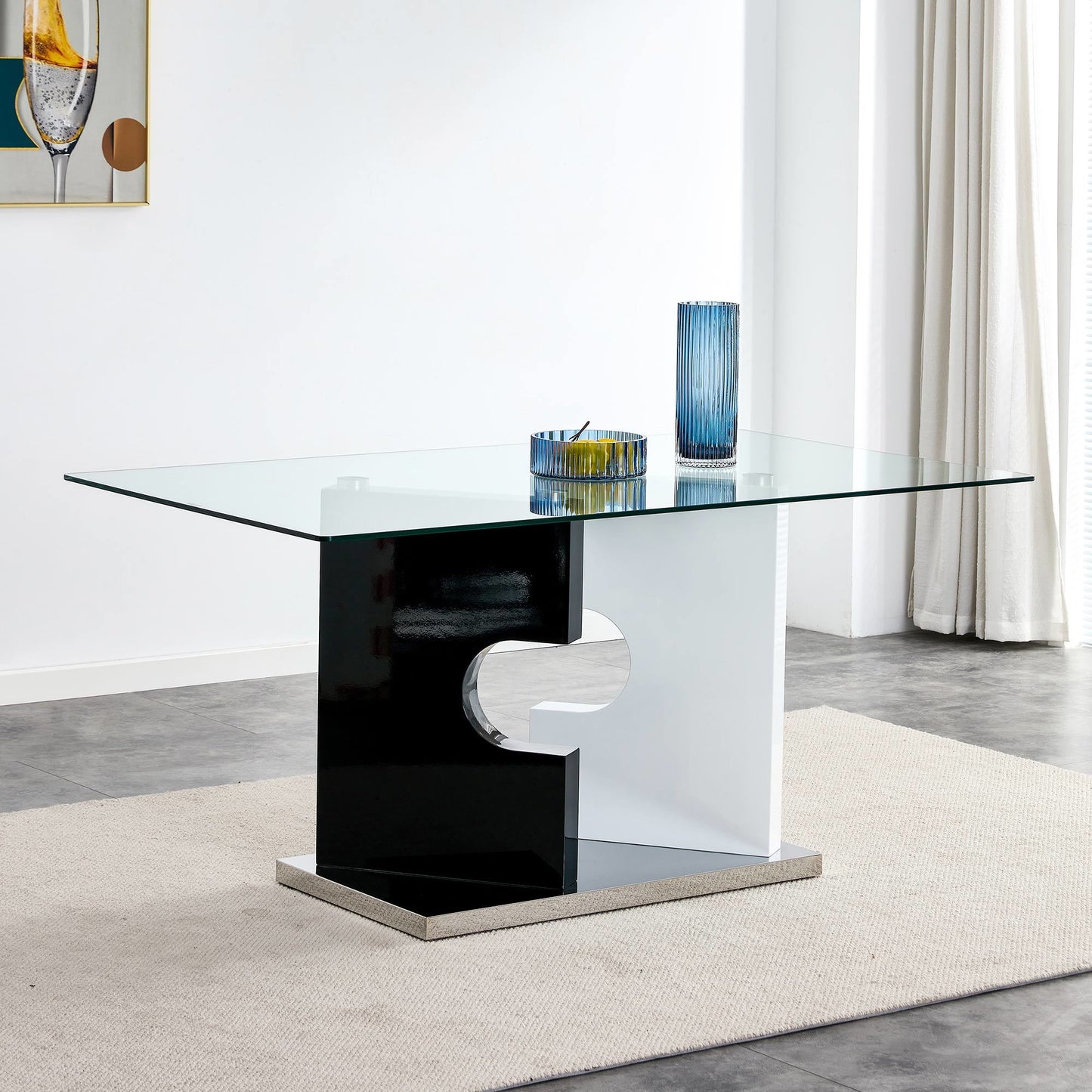 ruby 6-piece dining table set, black/white