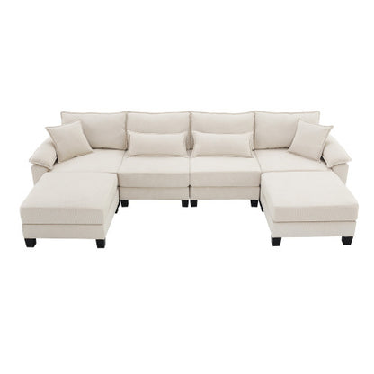 Emily U Shaped Couch with Armrest Bags