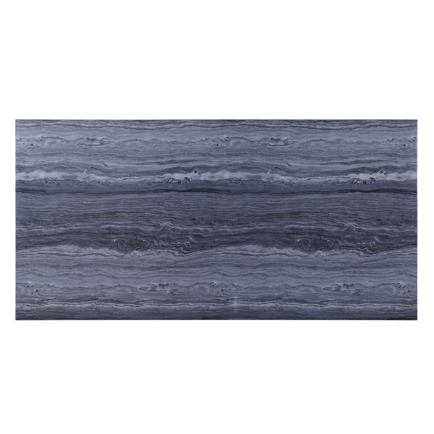 acme cambrie dining table in faux marble & mirrored silver finish