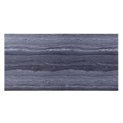 ACME Cambrie Dining Table in Faux Marble & Mirrored Silver Finish