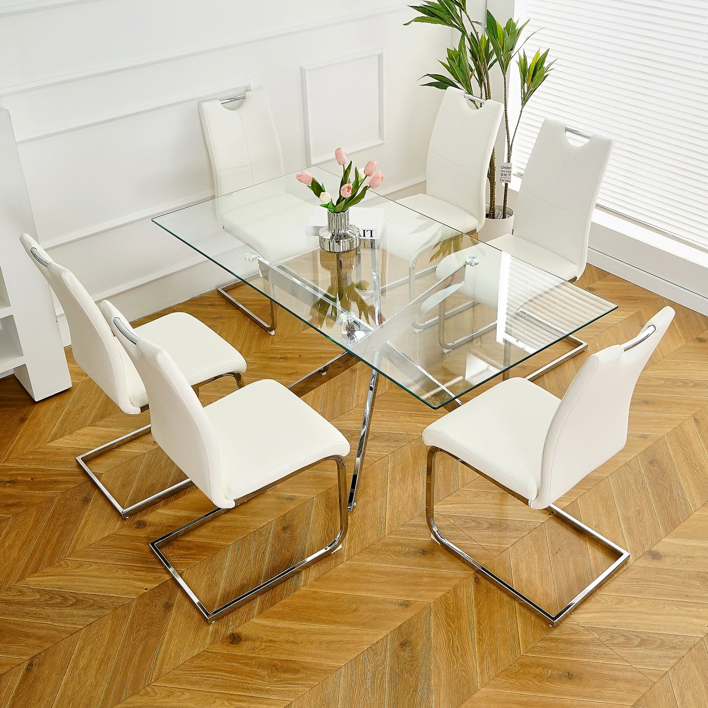modern faux leather chairs set of 6, white