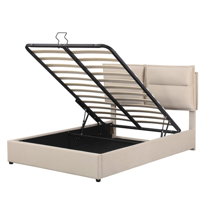 Upholstered Platform bed with a Hydraulic Storage System