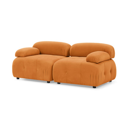 Button Tufted Modular Sectional Sofa, Navy Velvet