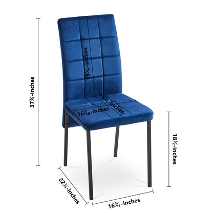 Nordic Dining Chairs Set Of 4, Dark Blue Velvet High Back