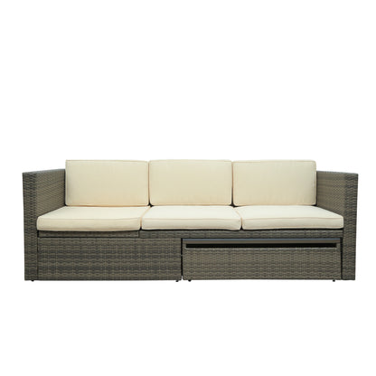 5-Piece Patio Wicker Sofa Set Cushions; Ottomans and Lift Top Coffee Table included