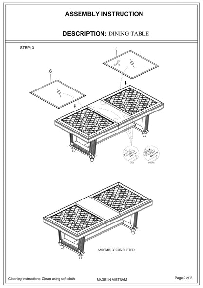Leaf Silver Hue Glass Top Dining Table