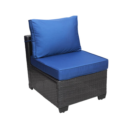 7-Piece PE Rattan Wicker Cushioned Sofa Sets and Coffee Table