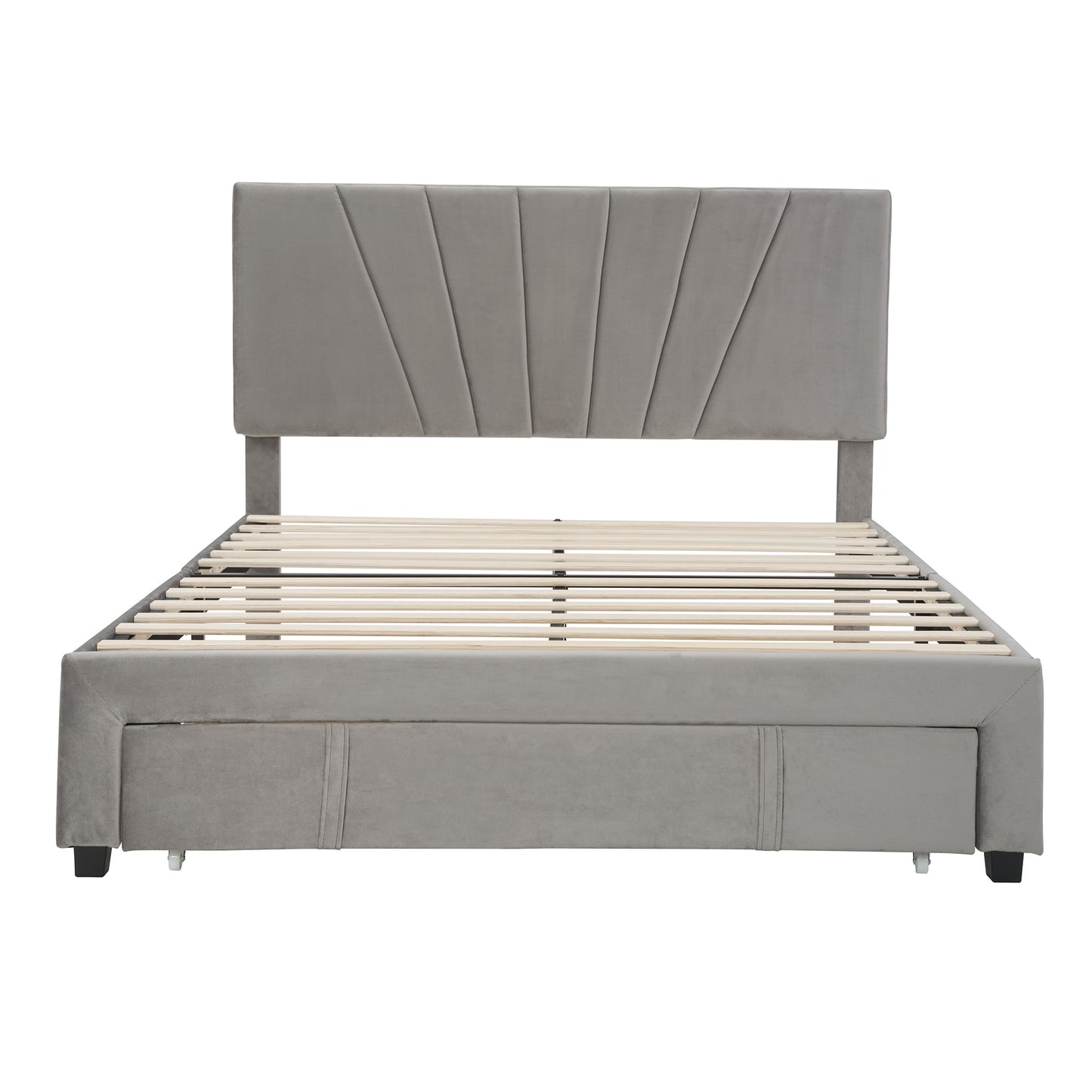 queen size storage bed velvet upholstered platform bed with a big drawer
