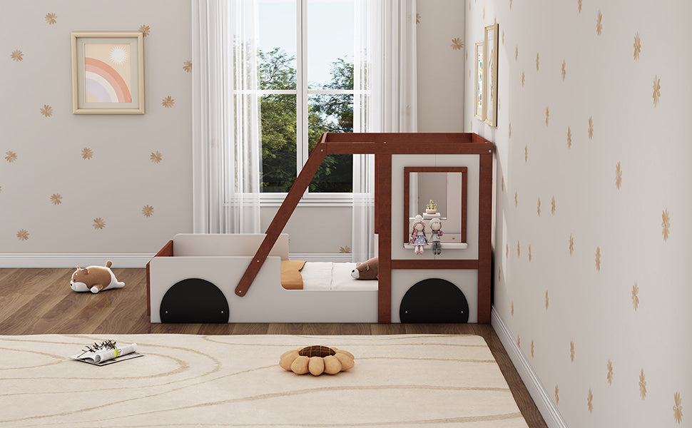 fun play design twin size car bed, white+ orange