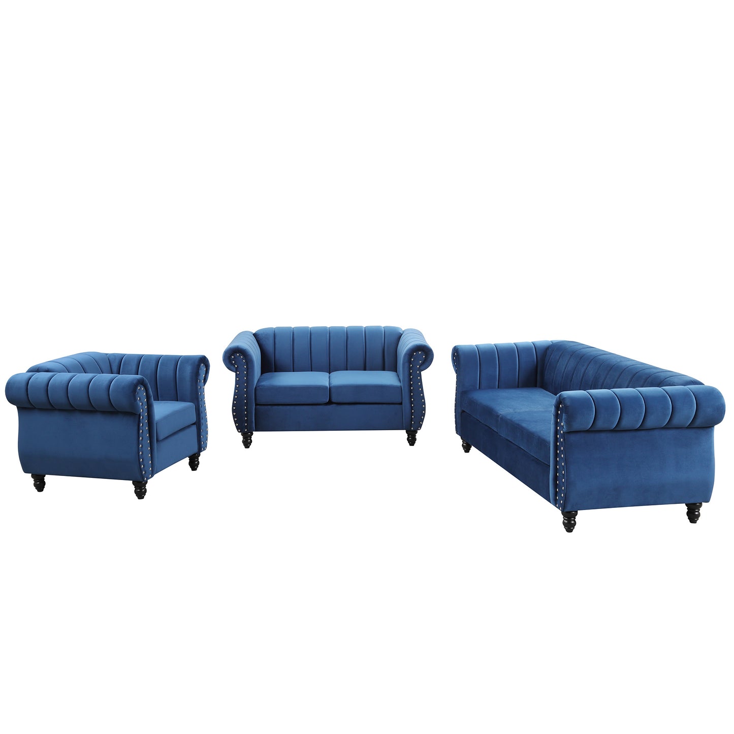 frosted velvet upholstered sofa set