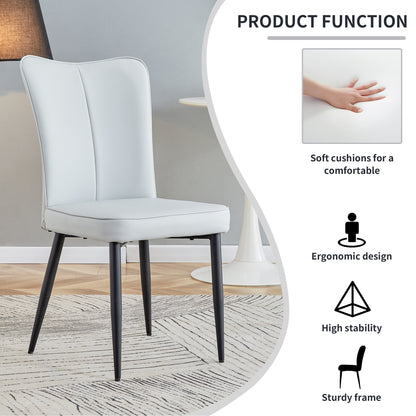 Modern Leather Dining Chairs Set of 4 Chairs, White