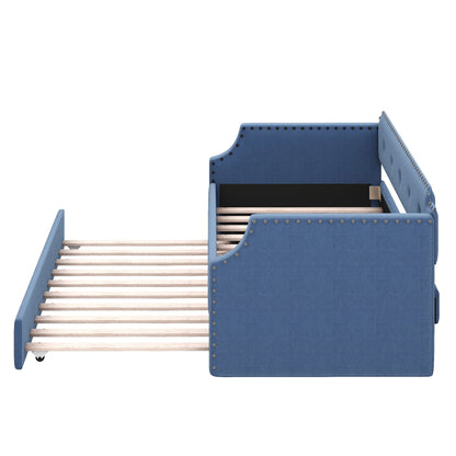 Victor Upholstered Daybed with Trundle ,Blue