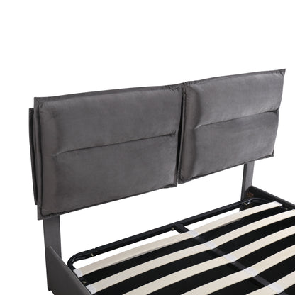 Upholstered Platform bed with a Hydraulic Storage System