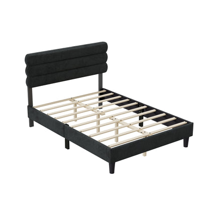 Rudy Queen Bed Frame with Headboard, Dark Grey