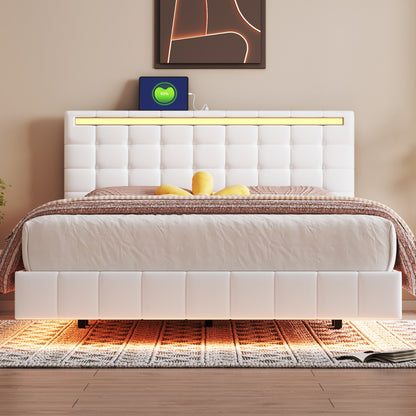 Floating Bed Frame with LED Lights and USB Charging #5