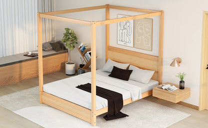 Modern Canopy Platform Bed with Headboard