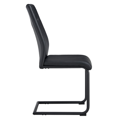 Modern Leather Chairs Set of 4, Black+PU