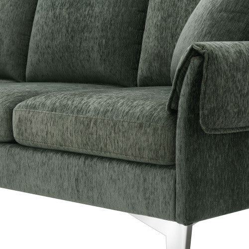chenille l-shaped sofa with 2 pillows