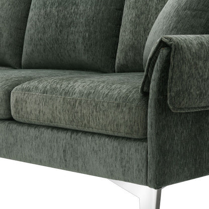 Chenille L-Shaped Sofa with 2 Pillows