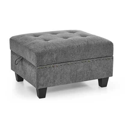U shape Modular Sectional Sofa includes Seven Single Chair, Four Corner and One Ottoman, Grey