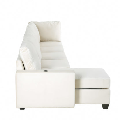 Modern L shape Sectional Sofa With USB Charging Port, Cream