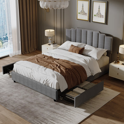 Judy Upholstered Platform Bed Frame with 2 Drawers