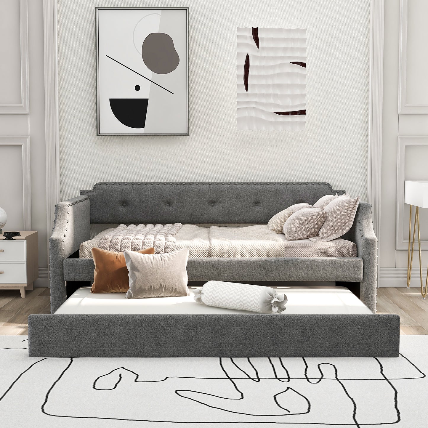 emily upholstered daybed with trundle