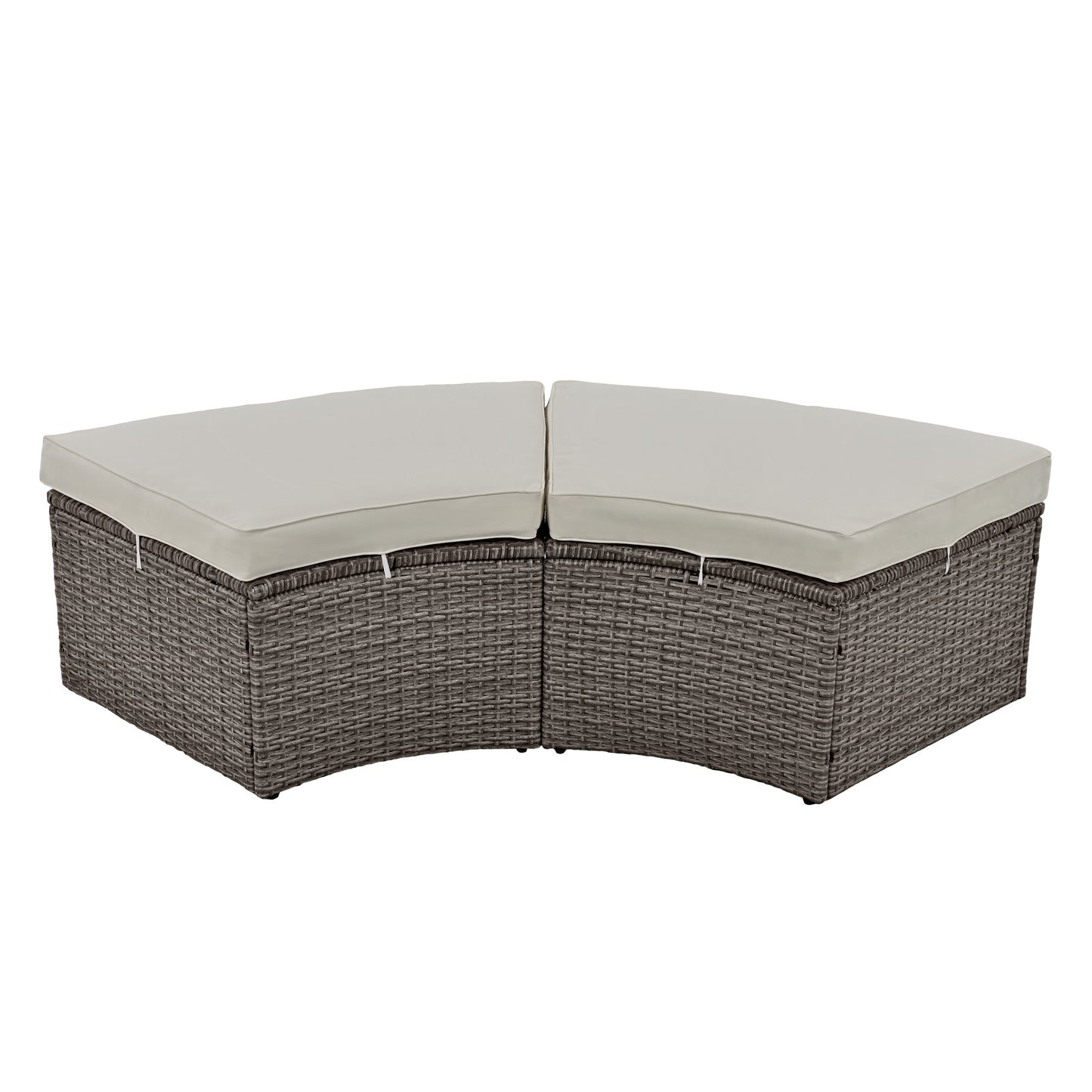 topmax patio 5-piece round rattan sectional sofa set, gray