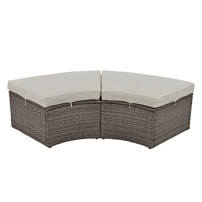 TOPMAX Patio 5-Piece Round Rattan Sectional Sofa Set, Gray