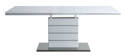 ACME Kameryn Dining Table w/Butterfly Leaf, White High Gloss Finish