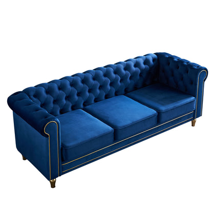 Chesterfield Velvet Sofa, Blue