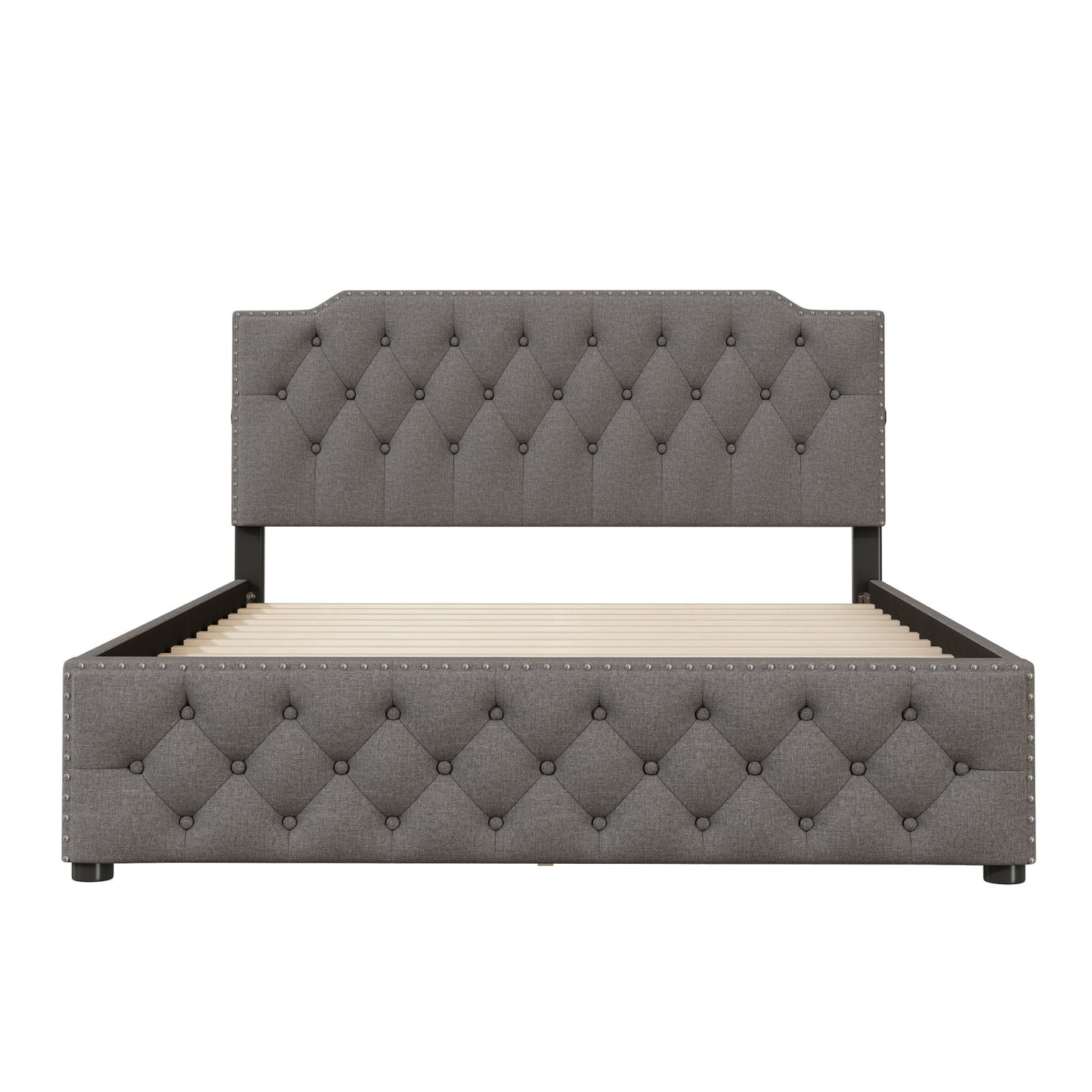 sam upholstered platform bed with 2 drawers and 2 sets of usb ports